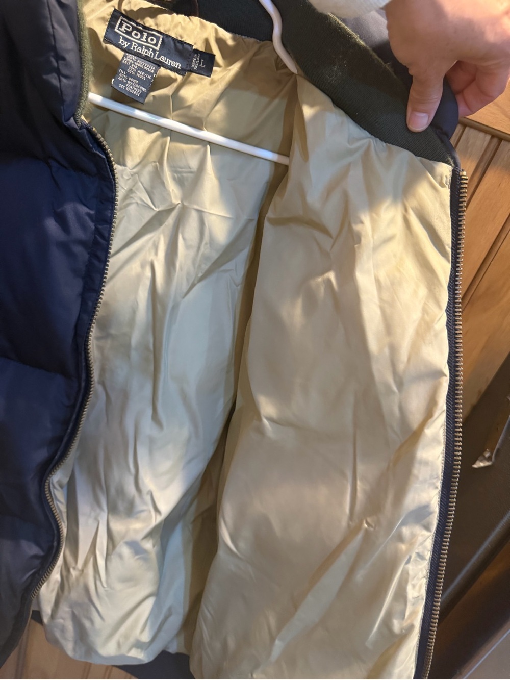 Ralph Lauren Navy and Khaki Down Jacket with Polo Label - Picture 5 of 9